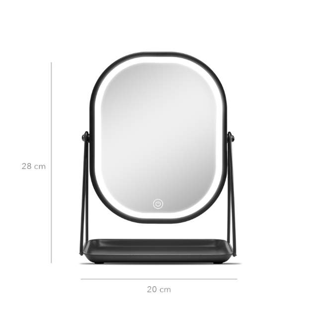 Gillian Jones Bordspejl m/LED lys og bakke - Sort