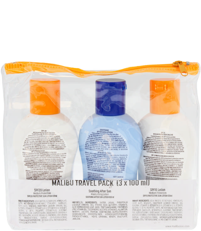 Malibu Sun Travel Essentials with Medium Suncream Protection and Soothing Aftersun, 100 ml. 