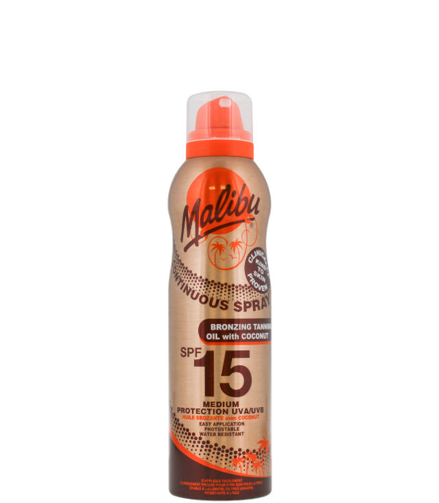 Malibu Continuous Tanning Oil Coconut Spray SPF15, 175 ml.