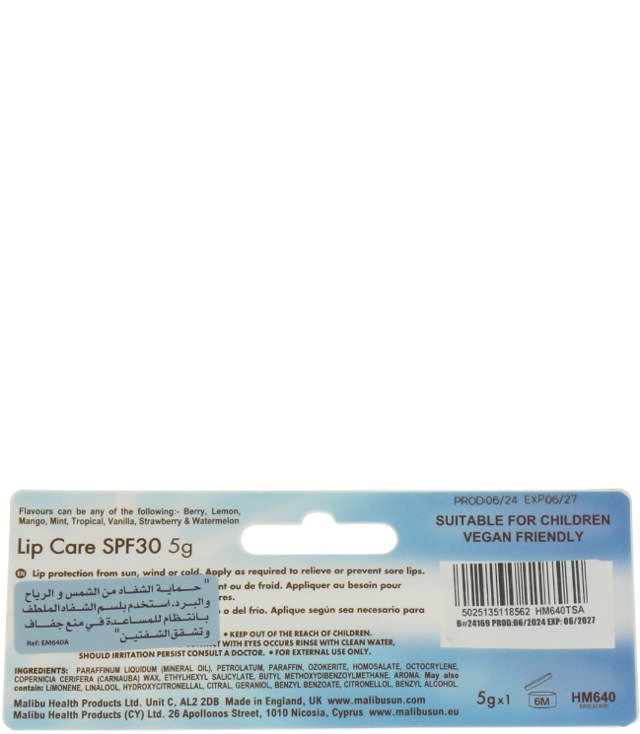 Malibu Lip Balm Tropical SPF30, 30 ml. 