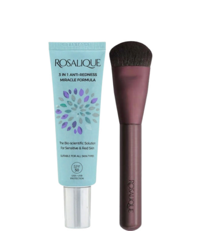 Rosalique 3-In-1 Anti-Redness Miracle Formula SPF50, 30 ml. + Foundation Brush