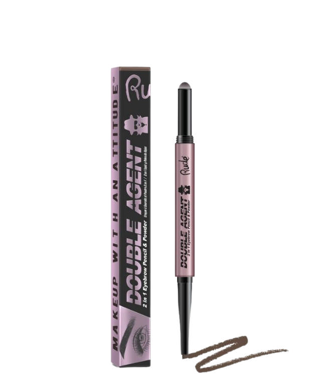 Rude Cosmetics Double Agent - 2 in 1 Eyebrow Pencil & Powder - Neutral Brown