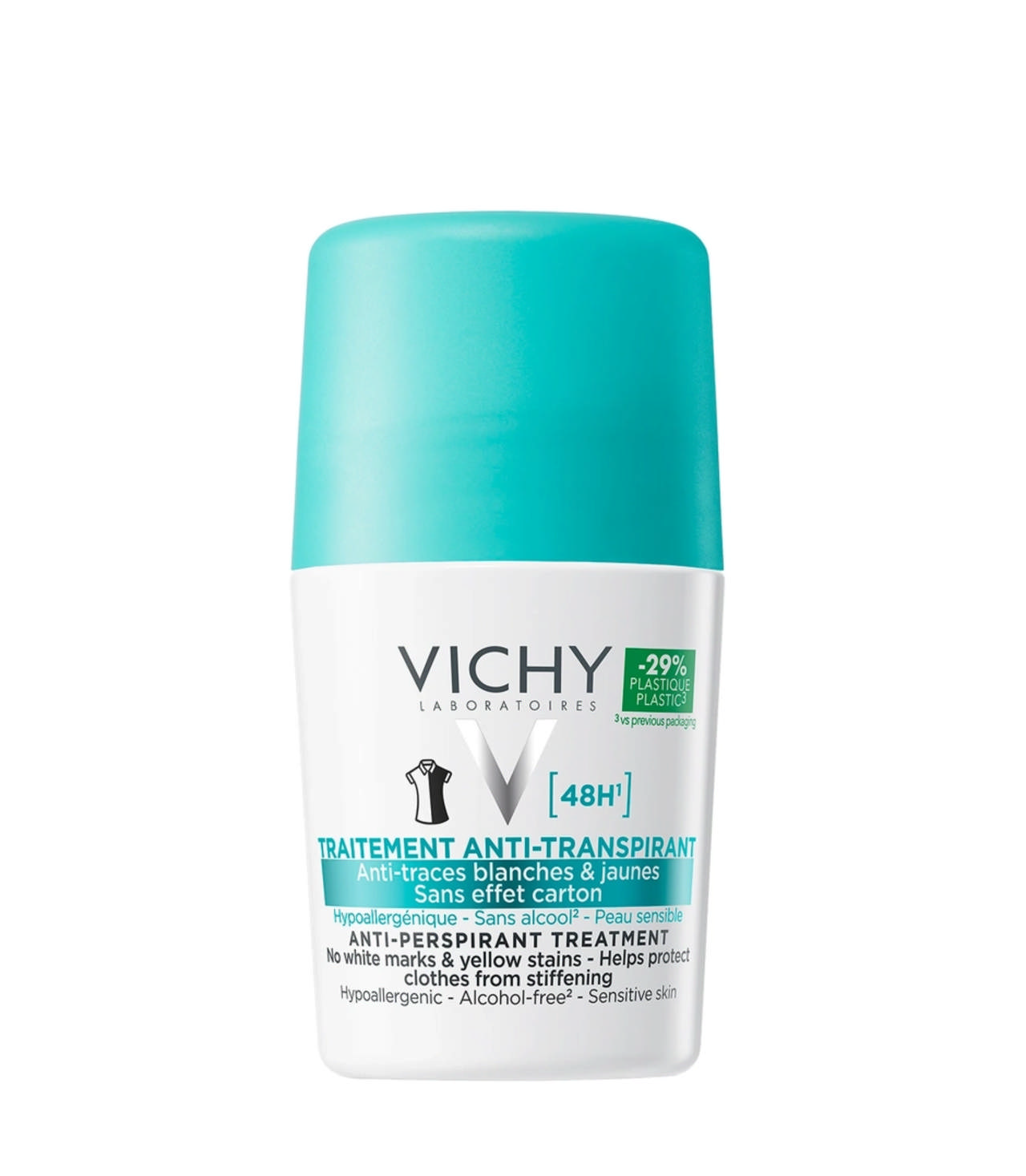 Vichy Anti-Stain Antiperspirant Deodorant Roll-On 48H, 50 ml